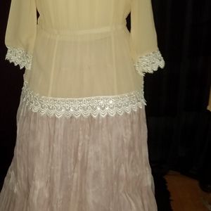 SHERINA 100% silk french lace pearl button top